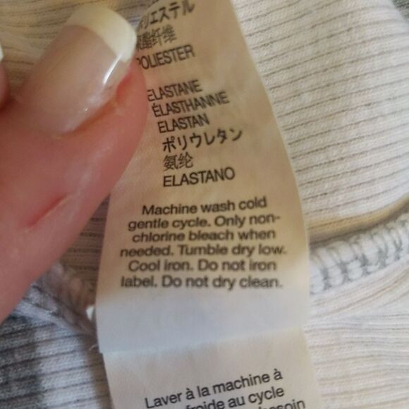 5/$55 - GAP ribbed stretch tank top, grey & white wide stripes, size M - Picture 6 of 7